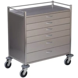 SS Medicine Trolley With Six Drawers